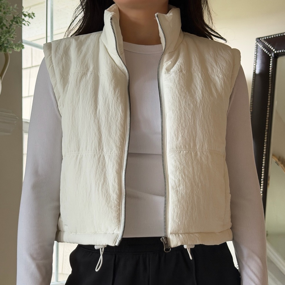 Thread & Supply Cream Quilted Puffer Vest